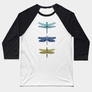 Dragonflies Pattern - Blue & Gold Palette Baseball T-Shirt